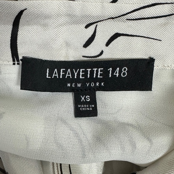 LAFAYETTE 148 Black and White Silk Shirt Size XS - Picture 4 of 6